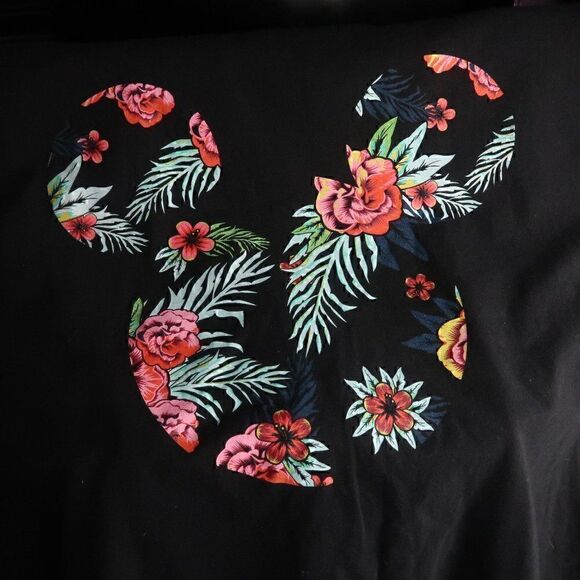 DISNEY BLACK TROPICAL FLORAL MICKEY LOGO SHORT SLEEVE T SHIRT SIZE XXXL - Picture 5 of 8